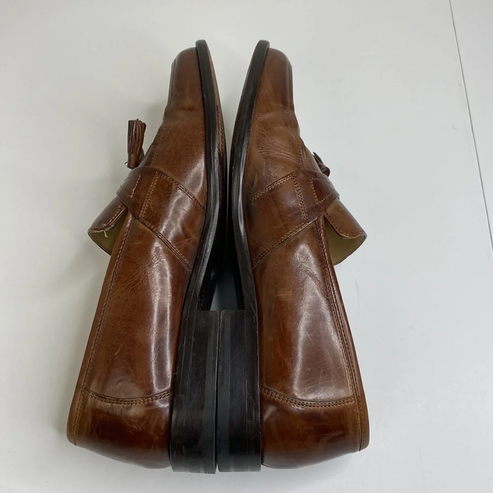 Johnston & Murphy Mens Leather Tassel Loafers Classic Brown Size 9